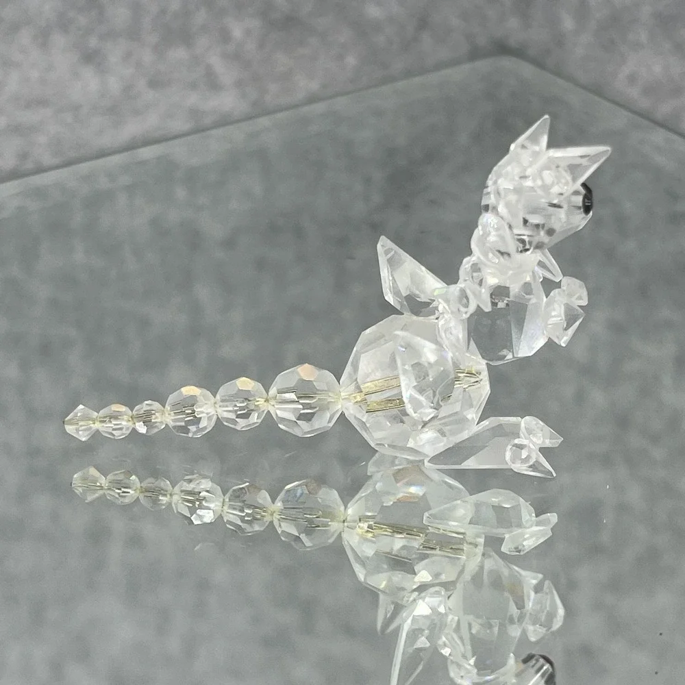 Crystal Dragon Figurine‎ Clear Small Fantasy Collectible Mini Shelf Decor VIDEO